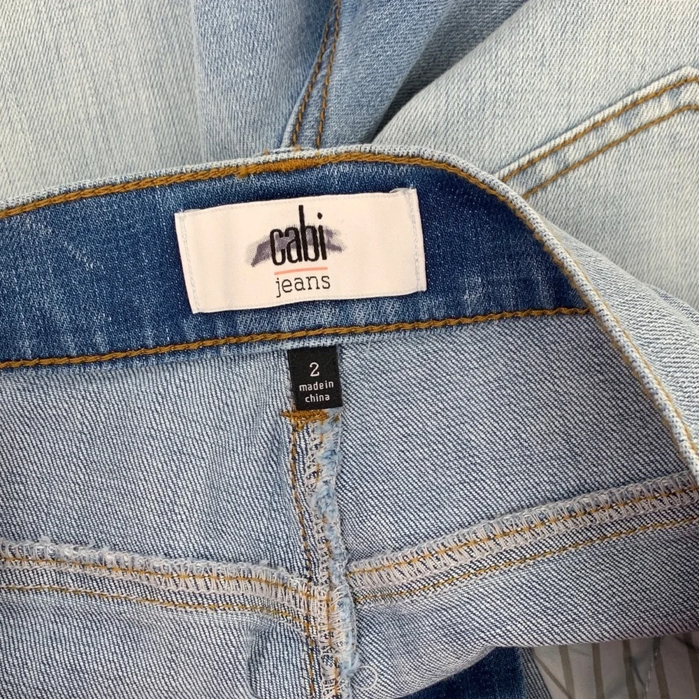 Cabi Austin denim jean shorts blue long Bermuda distressing stretch light new 2